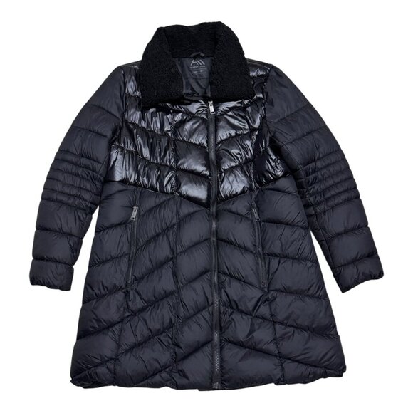 ANDREW MARC Luxury Designer Black Winter Puffer Parka Jacket Coat Womens XL - Picture 1 of 5